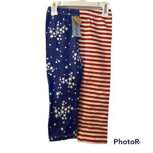 Lot of 6 Cat & Jack Girls Stars & Stripes Capri Leggings Red/White/Blue Med 7/8